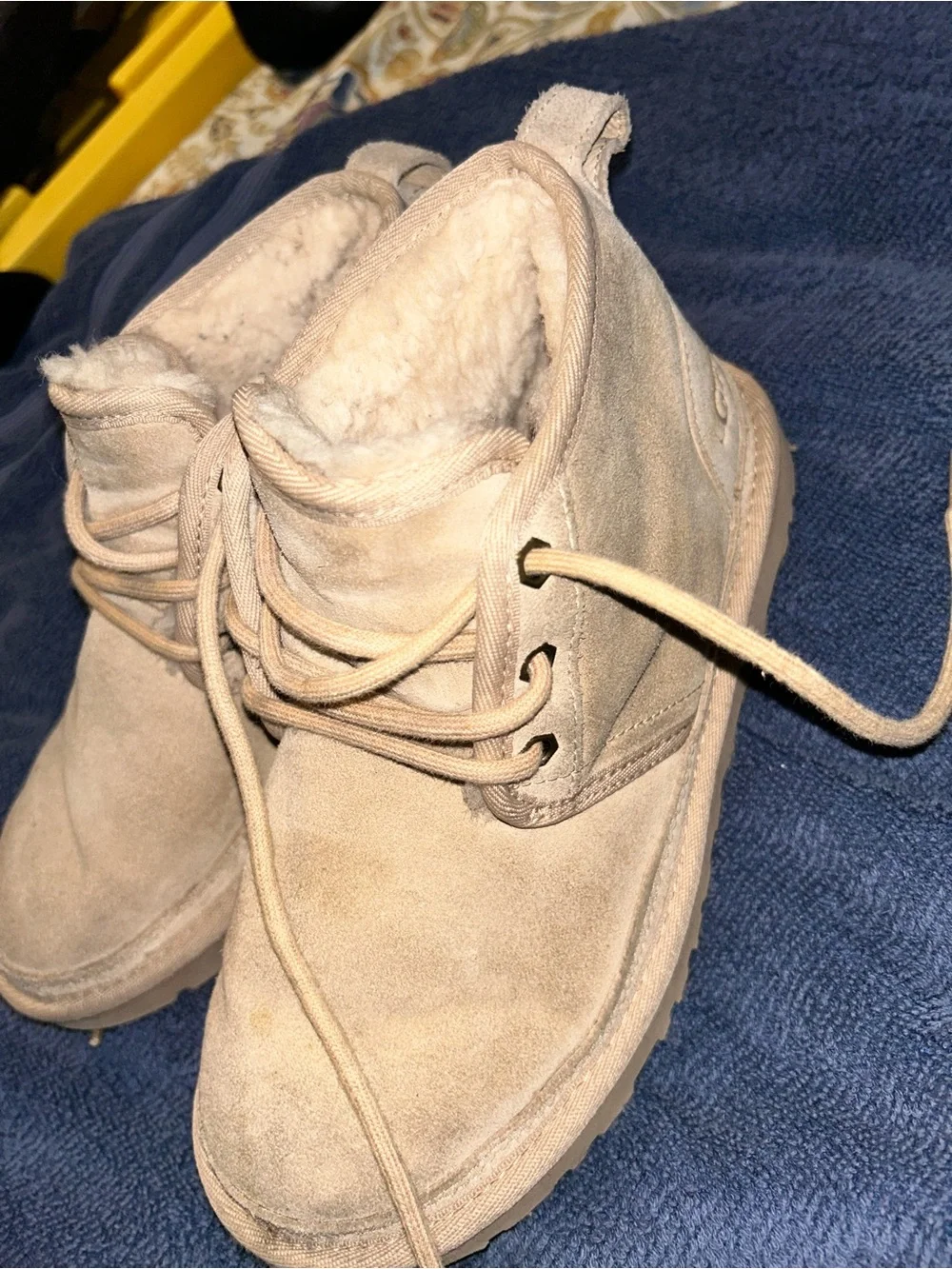 UGG Kids Beige Suede Lace-Up Booties